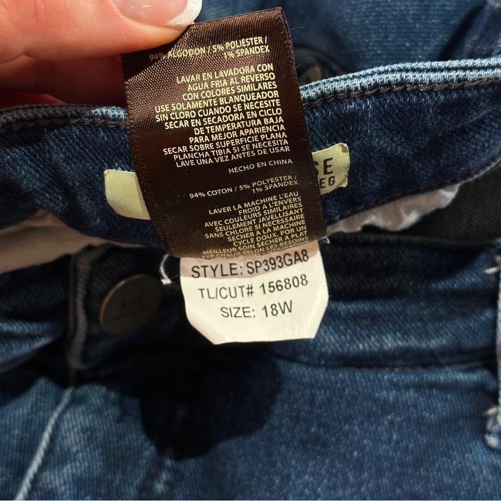 KUT from the Kloth high rise straight leg ankle jeans raw hem blue 18W - Picture 9 of 10